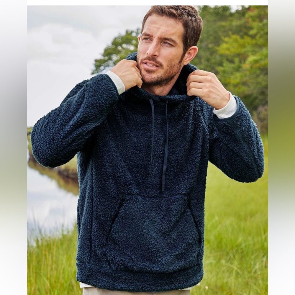 Vineyard Vines men’s pullover Sherpa nubby high-pile fleece hoodie